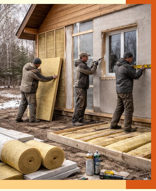 Утепление дачного дома в Урае от 4950 руб/м2 — недорого | ТепломастерУрй