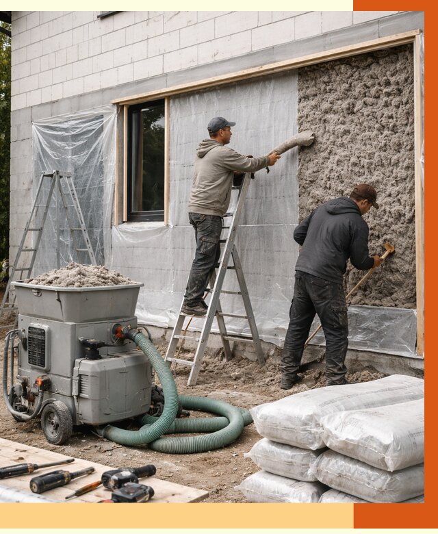 Утепление дома из газобетона эковатой в Урае от 4689 руб./м2 | ТепломастерУрй